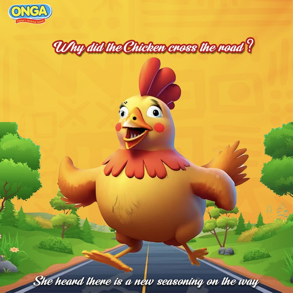 Illustrated chicken advertising campaign